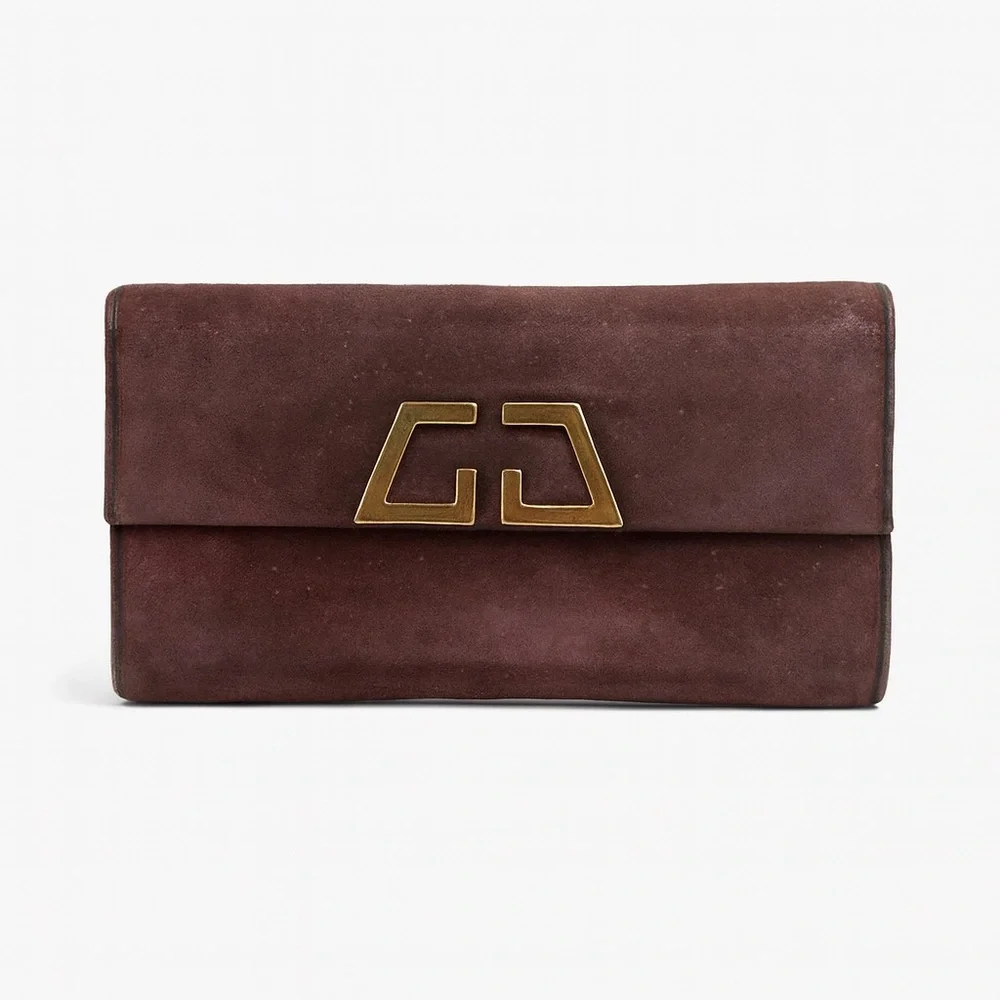Women's Gucci Burgundy Red Suede Wallet with Gold Hardware